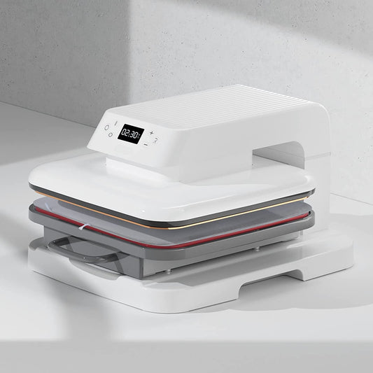 White vacuum sealer with digital display on a light gray background