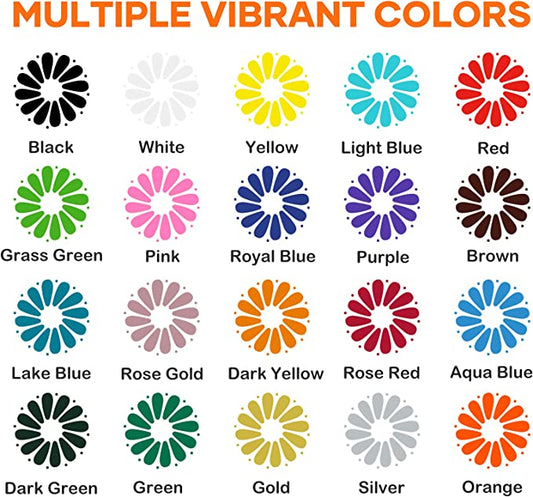 Color swatches with flower designs in various colors on a white background