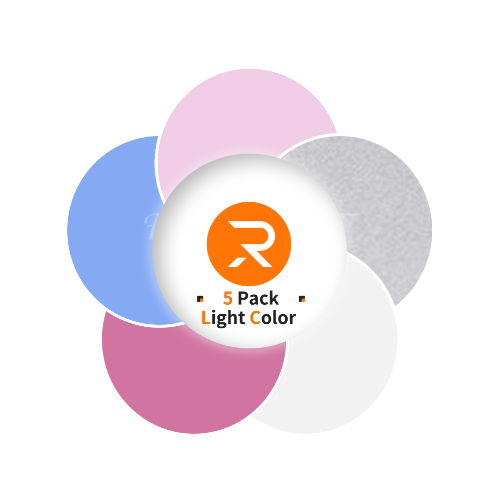 Pack of light-colored round items with an orange logo and text on a white background