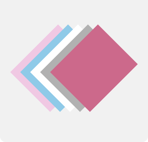 Four colored square samples on a light gray background