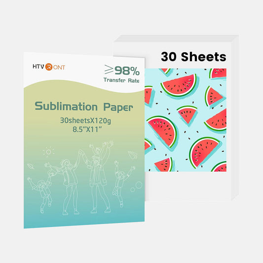 Sublimation paper with watermelon pattern and HTV brand logo on a white background