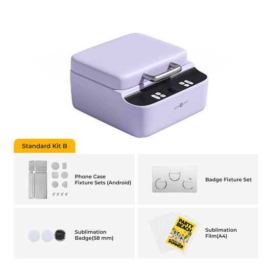 Purple heat press with product kit details