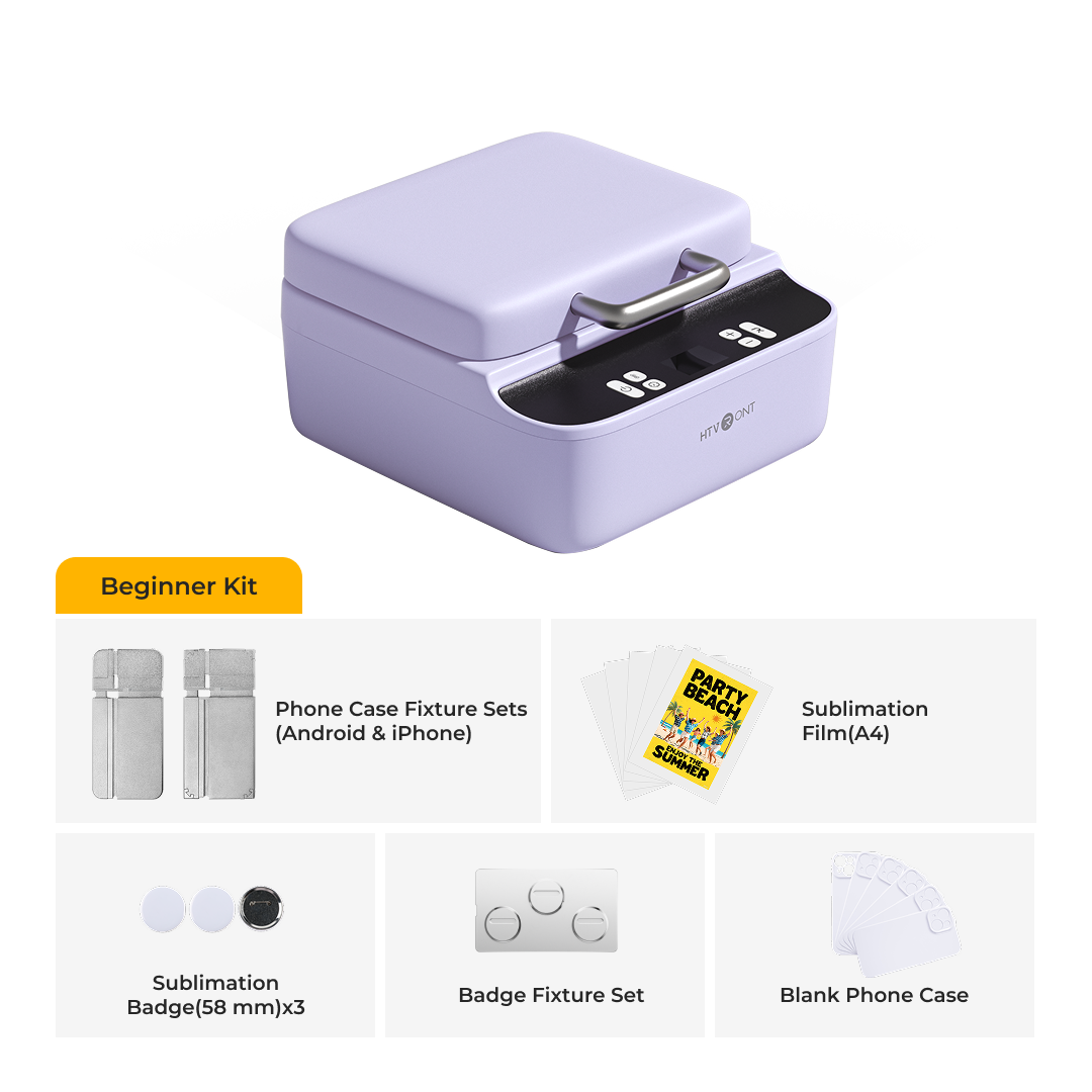 Purple beginner kit heat press with accessories 