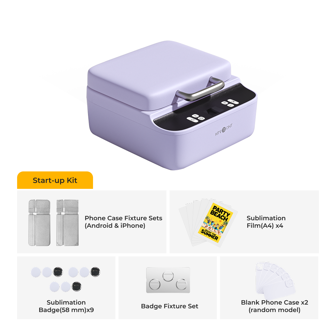 Purple phone case heat press with accessories