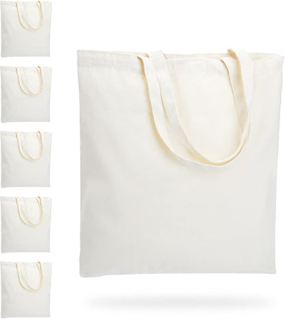 White tote bag with beige handles on a white background