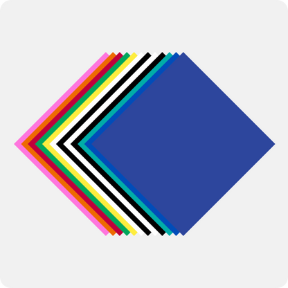 Set of colorful paper sheets arranged in a diamond pattern on a white background