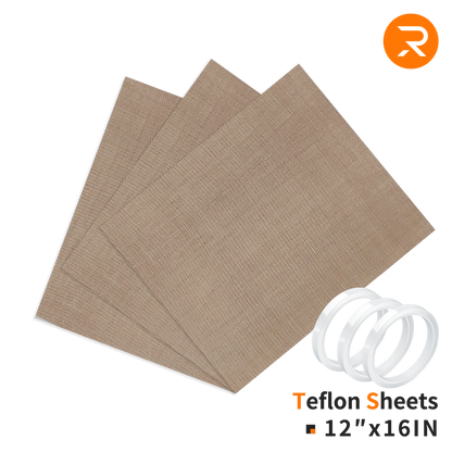 Teflon sheets with a roll of white tape on a white background, featuring the brand logo.