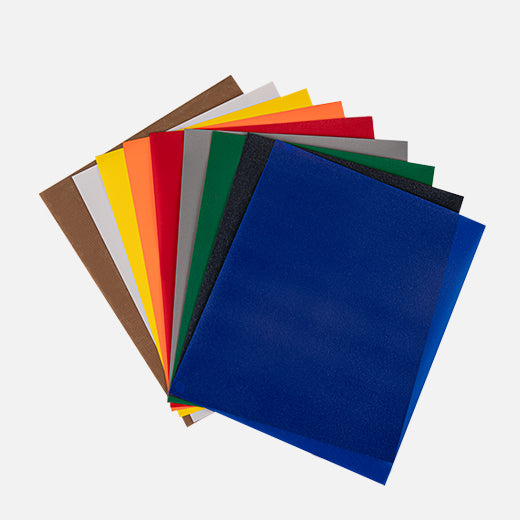 Assorted colorful sheets of paper on a white background