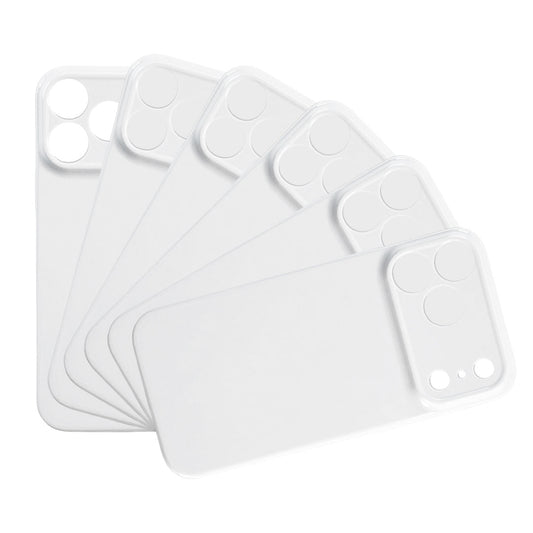 Set of white plastic cards with cut-out shapes on a white background